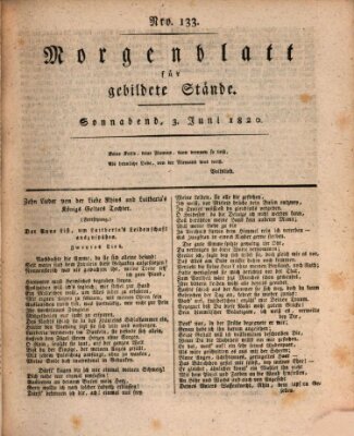 Morgenblatt für gebildete Stände Samstag 3. Juni 1820