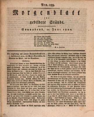 Morgenblatt für gebildete Stände Samstag 10. Juni 1820