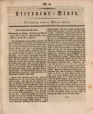 Morgenblatt für gebildete Stände Dienstag 7. März 1820