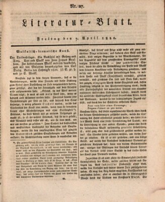 Morgenblatt für gebildete Stände Freitag 7. April 1820