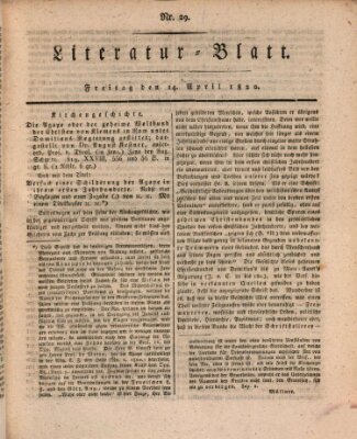 Morgenblatt für gebildete Stände Freitag 14. April 1820