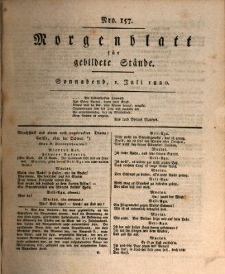 Morgenblatt für gebildete Stände Samstag 1. Juli 1820