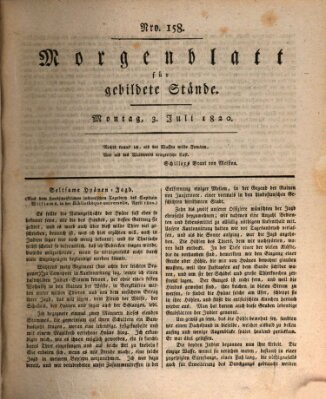 Morgenblatt für gebildete Stände Montag 3. Juli 1820