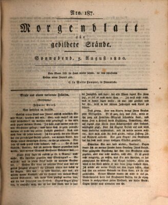 Morgenblatt für gebildete Stände Samstag 5. August 1820