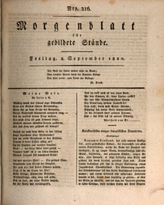 Morgenblatt für gebildete Stände Freitag 8. September 1820