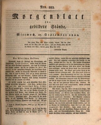 Morgenblatt für gebildete Stände Mittwoch 27. September 1820