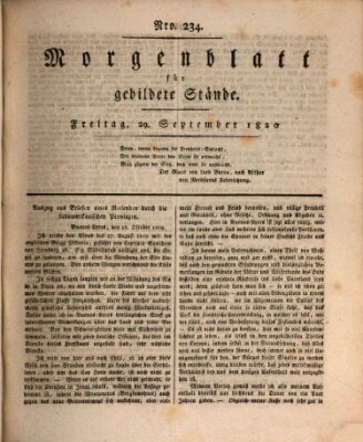 Morgenblatt für gebildete Stände Freitag 29. September 1820