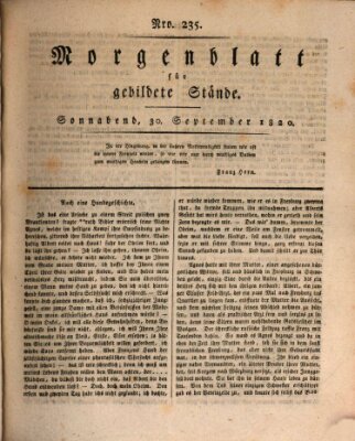 Morgenblatt für gebildete Stände Samstag 30. September 1820