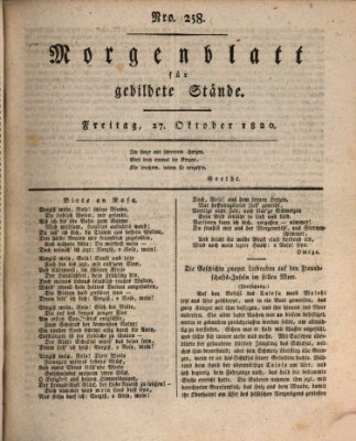 Morgenblatt für gebildete Stände Freitag 27. Oktober 1820