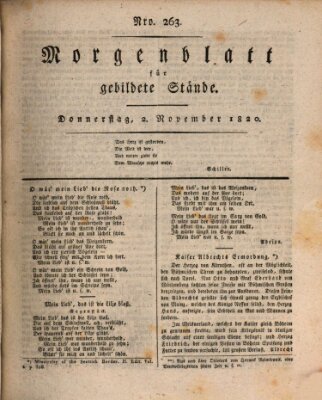 Morgenblatt für gebildete Stände Donnerstag 2. November 1820