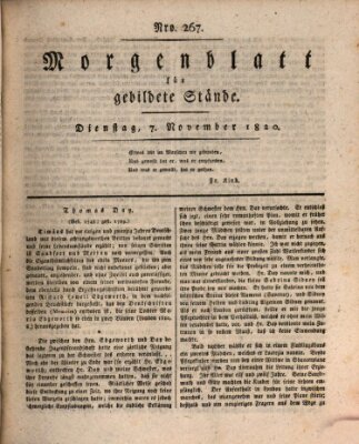 Morgenblatt für gebildete Stände Dienstag 7. November 1820