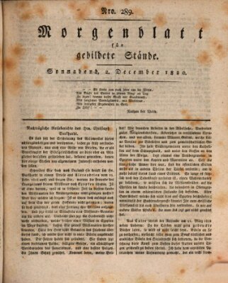 Morgenblatt für gebildete Stände Samstag 2. Dezember 1820