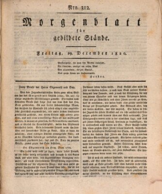 Morgenblatt für gebildete Stände Freitag 29. Dezember 1820