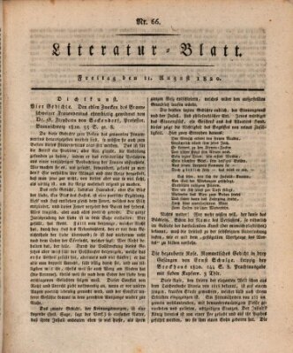 Morgenblatt für gebildete Stände Freitag 11. August 1820