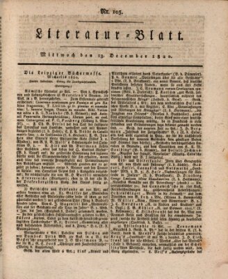 Morgenblatt für gebildete Stände Mittwoch 13. Dezember 1820