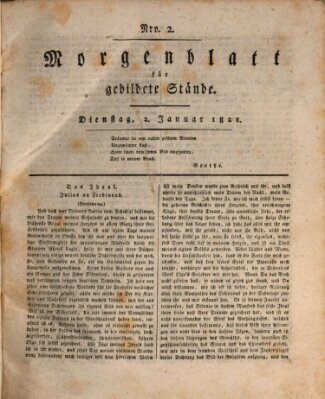 Morgenblatt für gebildete Stände Dienstag 2. Januar 1821