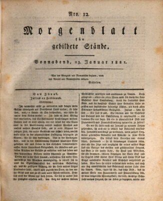 Morgenblatt für gebildete Stände Samstag 13. Januar 1821