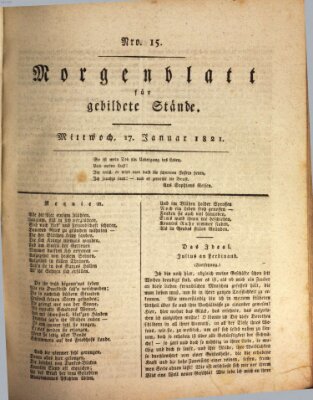 Morgenblatt für gebildete Stände Mittwoch 17. Januar 1821