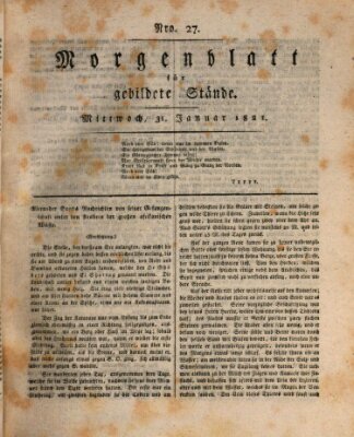 Morgenblatt für gebildete Stände Mittwoch 31. Januar 1821