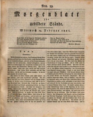 Morgenblatt für gebildete Stände Mittwoch 14. Februar 1821