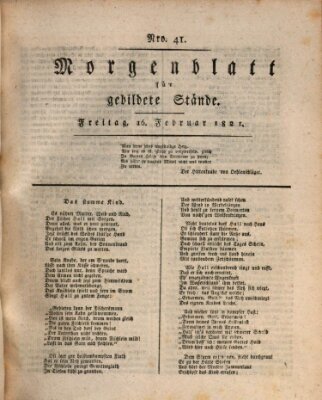 Morgenblatt für gebildete Stände Freitag 16. Februar 1821