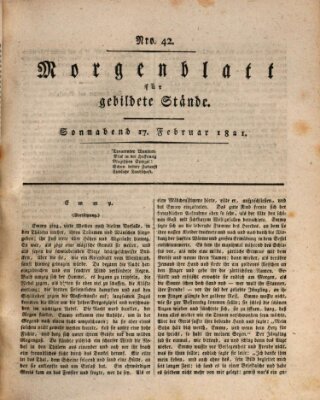 Morgenblatt für gebildete Stände Samstag 17. Februar 1821