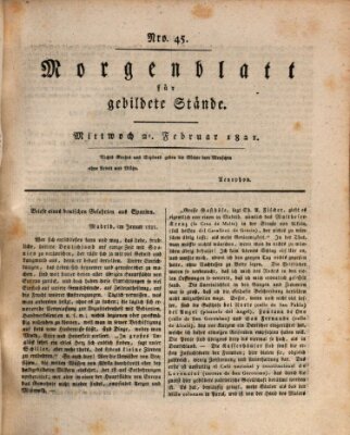 Morgenblatt für gebildete Stände Mittwoch 21. Februar 1821