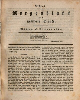 Morgenblatt für gebildete Stände Montag 26. Februar 1821