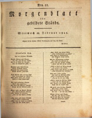 Morgenblatt für gebildete Stände Mittwoch 28. Februar 1821