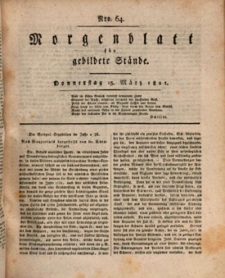 Morgenblatt für gebildete Stände Donnerstag 15. März 1821