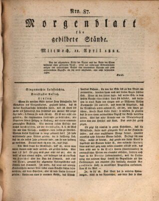 Morgenblatt für gebildete Stände Mittwoch 11. April 1821