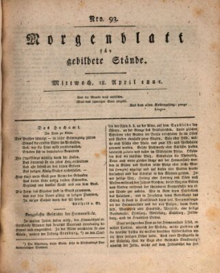 Morgenblatt für gebildete Stände Mittwoch 18. April 1821