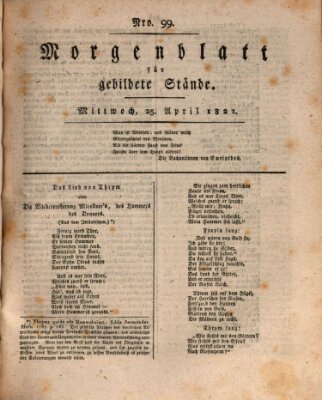 Morgenblatt für gebildete Stände Mittwoch 25. April 1821