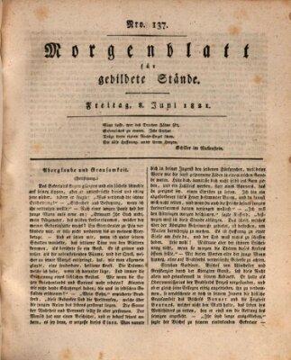 Morgenblatt für gebildete Stände Freitag 8. Juni 1821