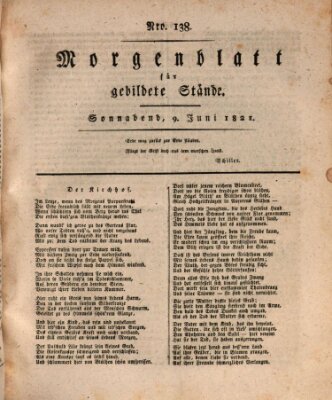 Morgenblatt für gebildete Stände Samstag 9. Juni 1821