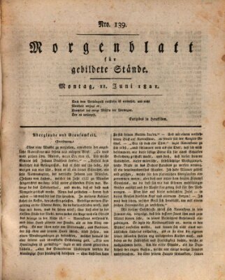 Morgenblatt für gebildete Stände Montag 11. Juni 1821