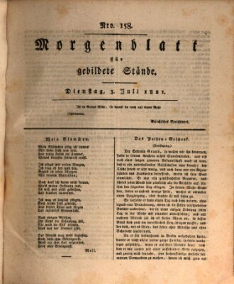 Morgenblatt für gebildete Stände Dienstag 3. Juli 1821