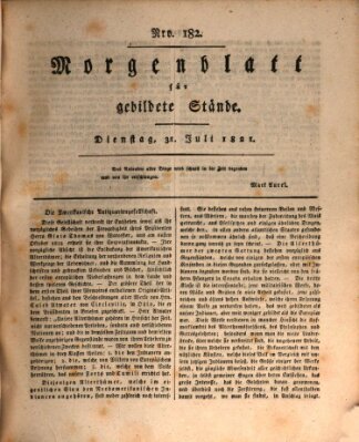 Morgenblatt für gebildete Stände Dienstag 31. Juli 1821