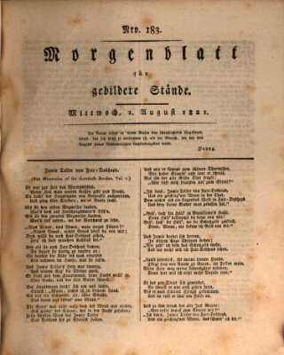 Morgenblatt für gebildete Stände Mittwoch 1. August 1821