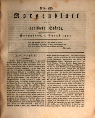 Morgenblatt für gebildete Stände Samstag 4. August 1821