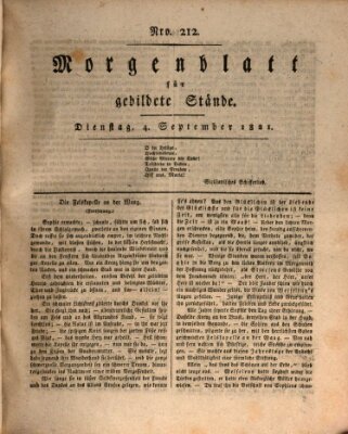 Morgenblatt für gebildete Stände Dienstag 4. September 1821