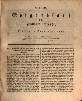 Morgenblatt für gebildete Stände Freitag 7. September 1821