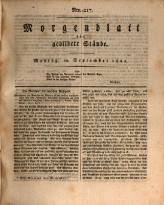 Morgenblatt für gebildete Stände Montag 10. September 1821