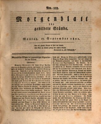 Morgenblatt für gebildete Stände Montag 17. September 1821