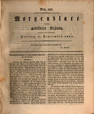 Morgenblatt für gebildete Stände Freitag 21. September 1821