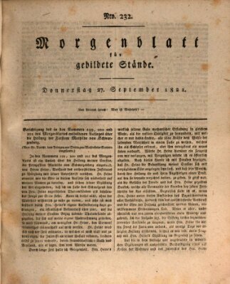 Morgenblatt für gebildete Stände Donnerstag 27. September 1821