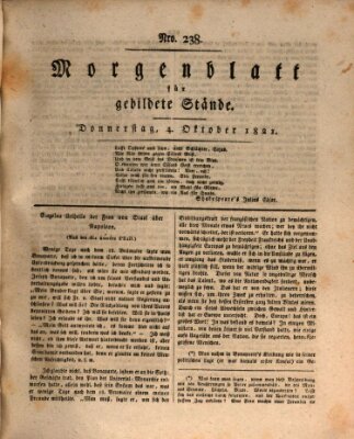 Morgenblatt für gebildete Stände Donnerstag 4. Oktober 1821