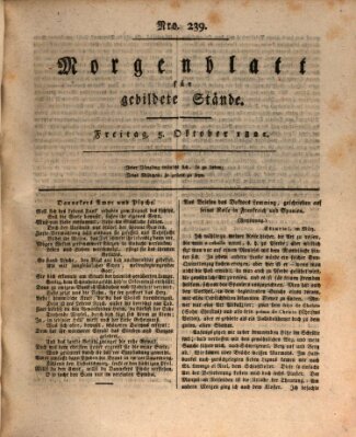 Morgenblatt für gebildete Stände Freitag 5. Oktober 1821