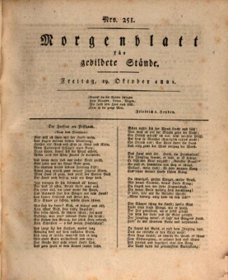 Morgenblatt für gebildete Stände Freitag 19. Oktober 1821