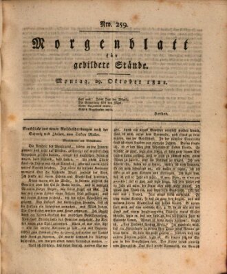 Morgenblatt für gebildete Stände Montag 29. Oktober 1821